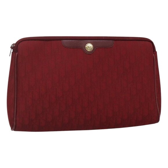 Christian Dior Trotter Canvas Clutch Bag Red Auth ti2899 - Picture 1 of 16
